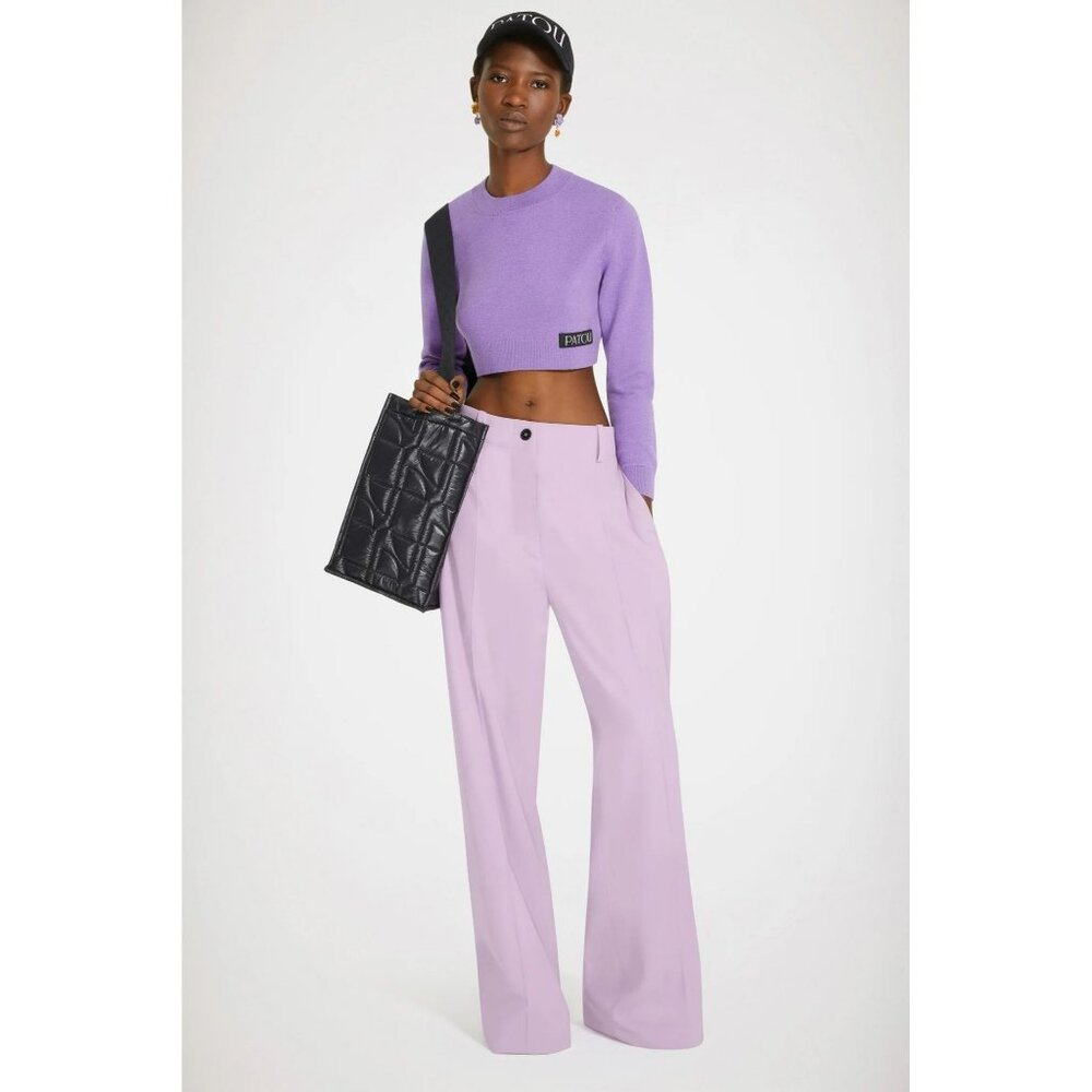 Patou Iconic Trousers Light Purple High Rise Wide Leg Pants